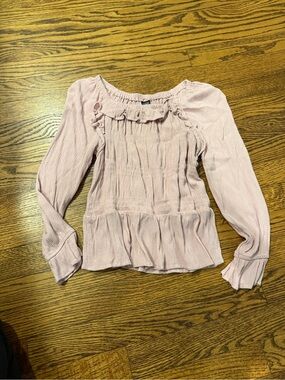 Girls  Dusty Pink Ruffle Peasant Blouse